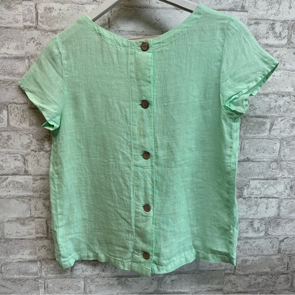 C&c California linen short sleeve shirt small sea foam green button‎ down back - Picture 1 of 3